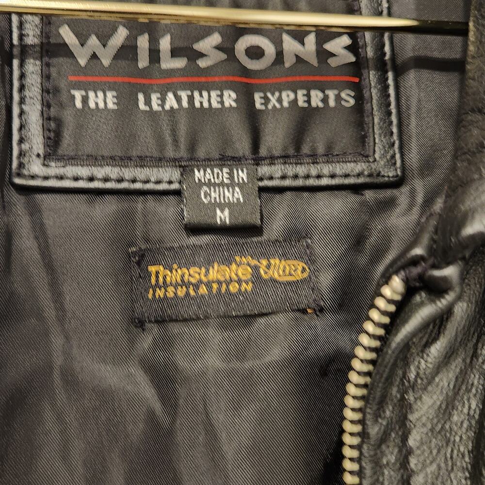 Vintage Wilsons Leather lined black car coat size medium - Picture 10 of 11